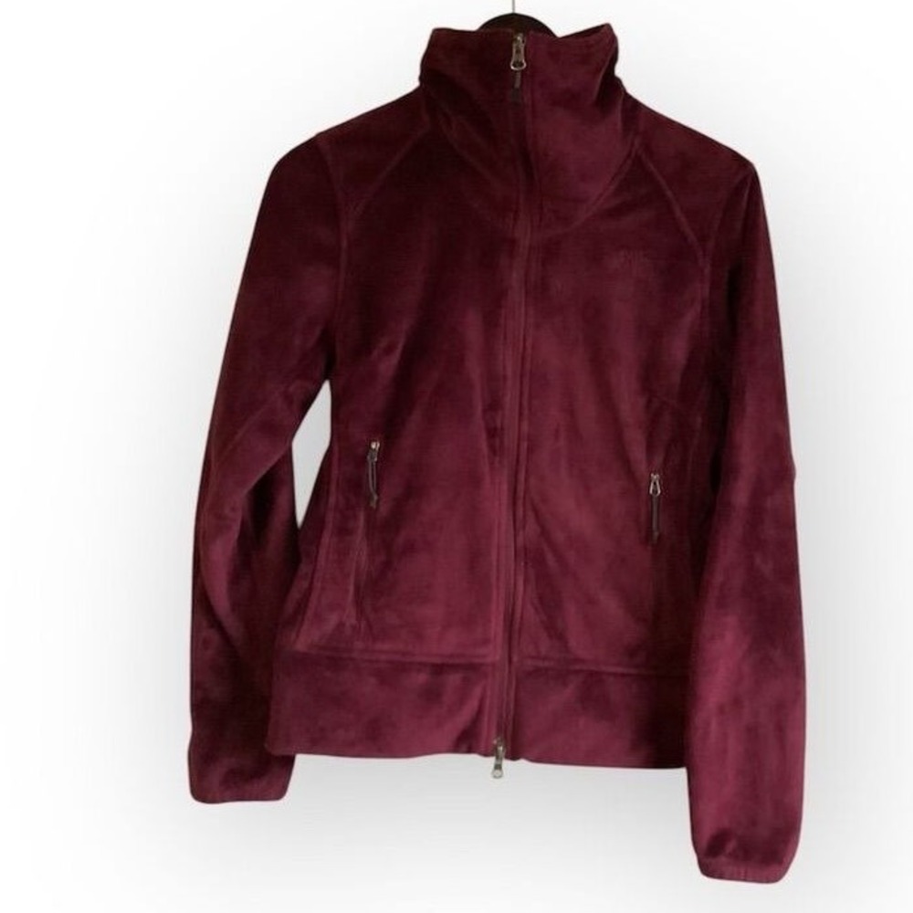 The North Face Burgundy Velour Fleece Zip Up Jacket‎ Women's